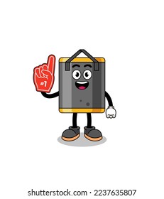 Cartoon mascot of punching bag number 1 fans , character design