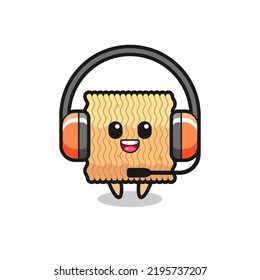Cartoon mascot of raw instant noodle as a customer service , cute style design for t shirt, sticker, logo element