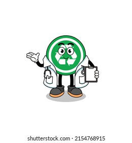 Cartoon mascot of recycle sign doctor , character design