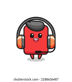 Cartoon mascot of red card as a customer service , cute style design for t shirt, sticker, logo element
