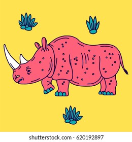 Cartoon mascot rhinoceros isolated