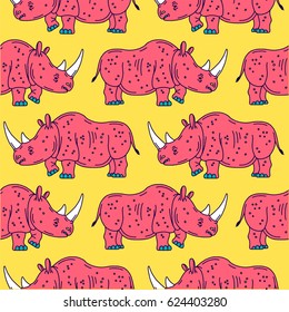 Cartoon mascot rhinoceros isolated