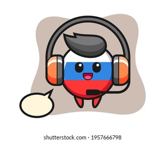 Cartoon mascot of russia flag badge as a customer service, cute style design for t shirt, sticker, logo element