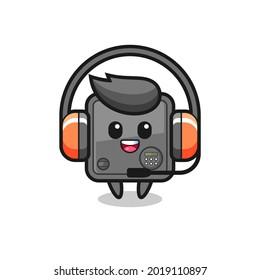 Cartoon mascot of safe box as a customer service , cute style design for t shirt, sticker, logo element