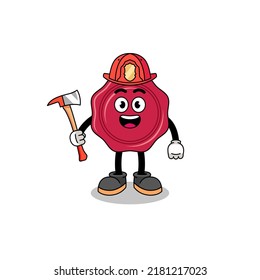 Cartoon mascot of sealing wax firefighter , character design