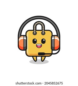 Cartoon mascot of shopping bag as a customer service , cute style design for t shirt, sticker, logo element