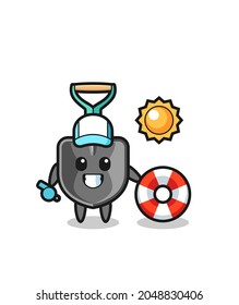 Cartoon mascot of shovel as a beach guard , cute design