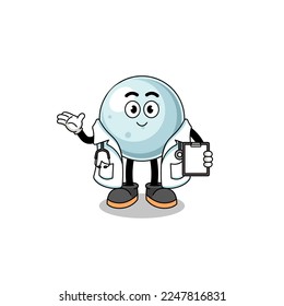 Cartoon mascot of silver ball doctor , character design