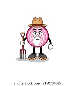 Cartoon mascot of sliced onion farmer , character design