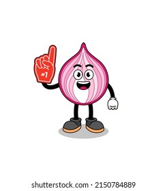 Cartoon mascot of sliced onion number 1 fans , character design