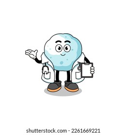 Cartoon mascot of snowball doctor , character design
