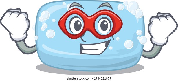 A cartoon mascot of soap in a fantastic Super hero character. Vector illustration