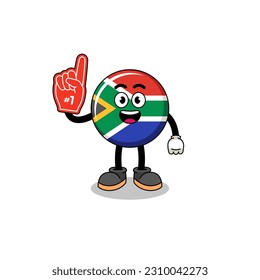 Cartoon mascot of south africa flag number 1 fans , character design