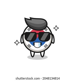 Cartoon mascot of south korea flag with cool gesture , cute design