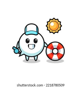 Cartoon mascot of speech bubble as a beach guard , cute design