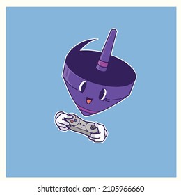 Cartoon mascot of a spin top 