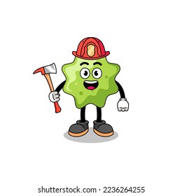 Cartoon mascot of splat firefighter , character design