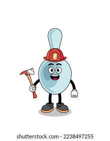 Cartoon mascot of spoon firefighter , character design