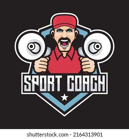 cartoon mascot sport angry coach design vector