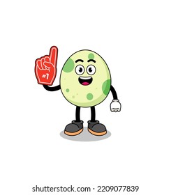 Cartoon mascot of spotted egg number 1 fans , character design