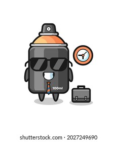 Cartoon mascot of spray paint as a businessman , cute style design for t shirt, sticker, logo element