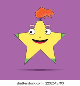 Cartoon mascot star character cute and creepy doodles hand drawn style illustration vector for background, wallpaper, decoration, coloring book, print, illustration project and many more.
