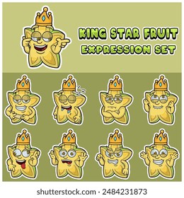 Cartoon Mascot Of  Star Fuit Character with king and expression set. Vector Illustration