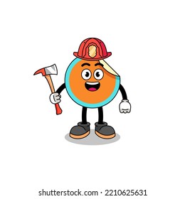 Cartoon mascot of sticker firefighter , character design