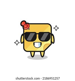 Cartoon mascot of sticky note with cool gesture , cute style design for t shirt, sticker, logo element