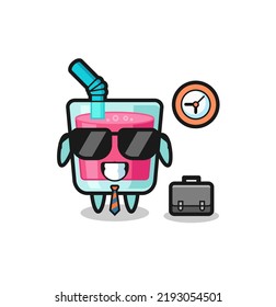 Cartoon mascot of strawberry juice as a businessman , cute style design for t shirt, sticker, logo element