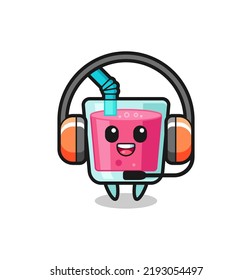 Cartoon mascot of strawberry juice as a customer service , cute style design for t shirt, sticker, logo element