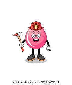 Cartoon mascot of strawberry juice firefighter , character design