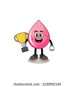 Cartoon mascot of strawberry juice holding a trophy , character design