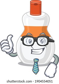 cartoon mascot style of body lotion Businessman with glasses and tie. Vector illustration