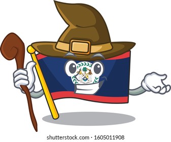 cartoon mascot style of flag belize dressed as a witch