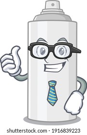 cartoon mascot style of hair spray Businessman with glasses and tie. Vector illustration