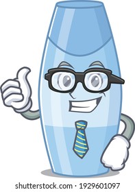 cartoon mascot style of shampoo Businessman with glasses and tie. Vector illustration