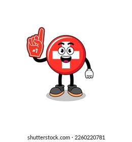 Cartoon mascot of switzerland number 1 fans , character design