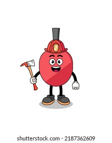 Cartoon mascot of table tennis racket firefighter , character design