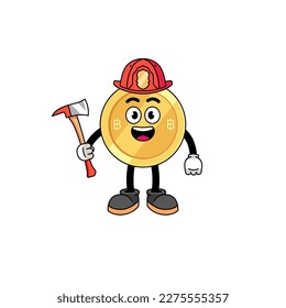 Cartoon mascot of thai baht firefighter , character design