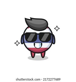 Cartoon mascot of thailand flag badge with cool gesture , cute style design for t shirt, sticker, logo element