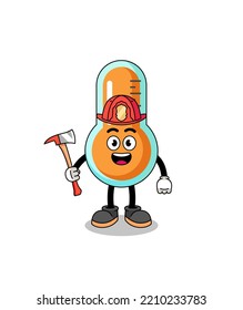 Cartoon mascot of thermometer firefighter , character design