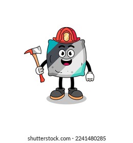 Cartoon mascot of throw pillow firefighter , character design