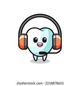 Cartoon mascot of tooth as a customer service , cute design