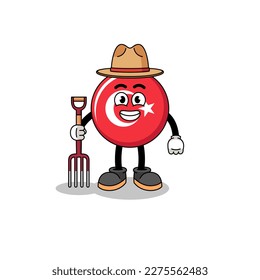 Cartoon mascot of turkey flag farmer , character design