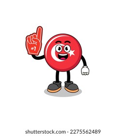 Cartoon mascot of turkey flag number 1 fans , character design