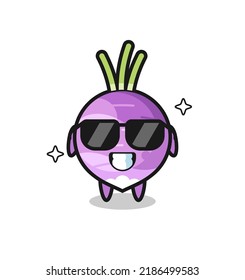 Cartoon mascot of turnip with cool gesture , cute style design for t shirt, sticker, logo element