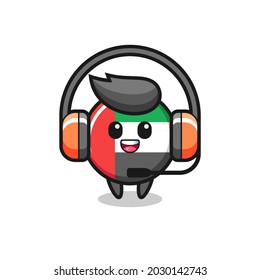 Cartoon mascot of uae flag badge as a customer service , cute style design for t shirt, sticker, logo element