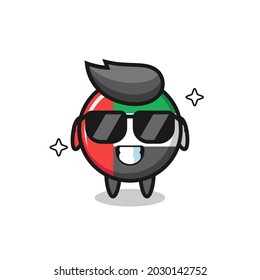 Cartoon mascot of uae flag badge with cool gesture , cute style design for t shirt, sticker, logo element
