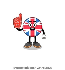 Cartoon mascot of united kingdom flag number 1 fans , character design